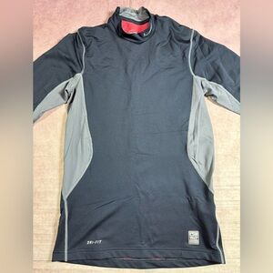 Nike Pro Combat Shirt Mens Sz Small Black Hyperwarm Dri-Fit Fitted Athletic Gym